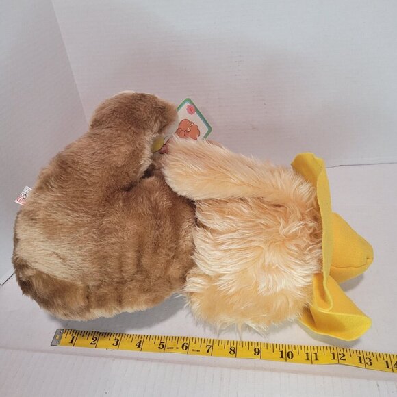 Union Toy Vtg 1982 Plush Puppy Dog Brown Tan Big Eye Yellow Hat Stuffed Animal - Picture 6 of 7